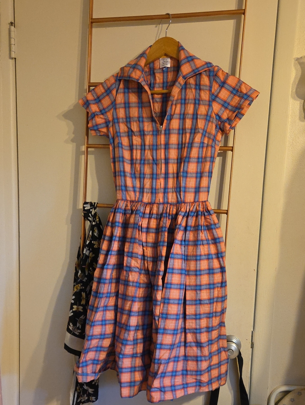 Bernie Dexter Pink and Blue Plaid Kelly Dress